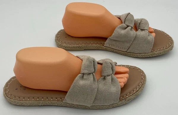 A.New.Day Miriam Double Knotted Natural Hemp-Style Espadrille Slide Sz 11