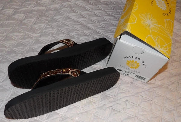 Yellow Box Flip Flop Naseeba Womens 6.5 Tan Leopard Slip-On 41967 Comfort 1" New