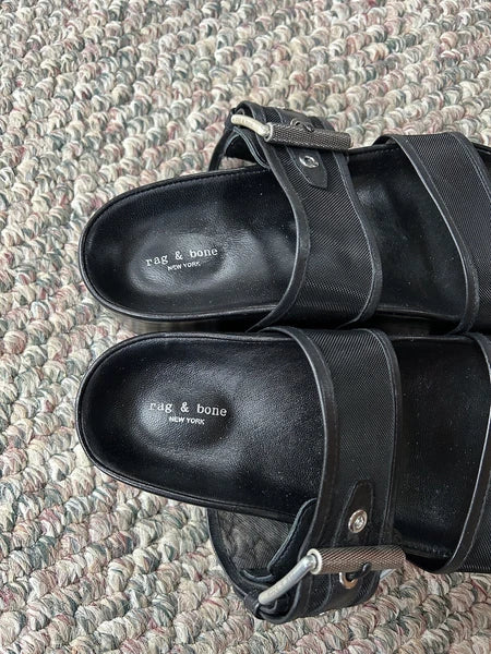 Rag & Bone Evin Mesh & Leather Black Platform Sandals Women’s Size 35