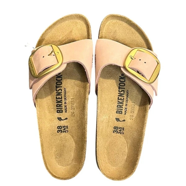 Birkenstock Madrid Big Buckle Women's Pink Leather Slide Sandals 7 Slip On