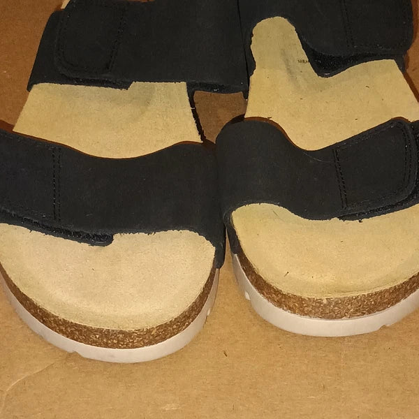Plakton Women’s Sandals Size 11 Black Cork Footbed Adjustable Memory Cushion