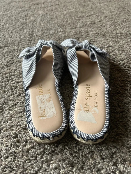 Womens Kate Spade Saltie Shore Sandal Slide Style Canvas Leather US 8.5 eu 39