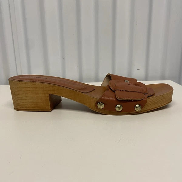 Intentionally Blank Marc Clog Canyon Wooden Heel Slip On Sandals Womens 38/8