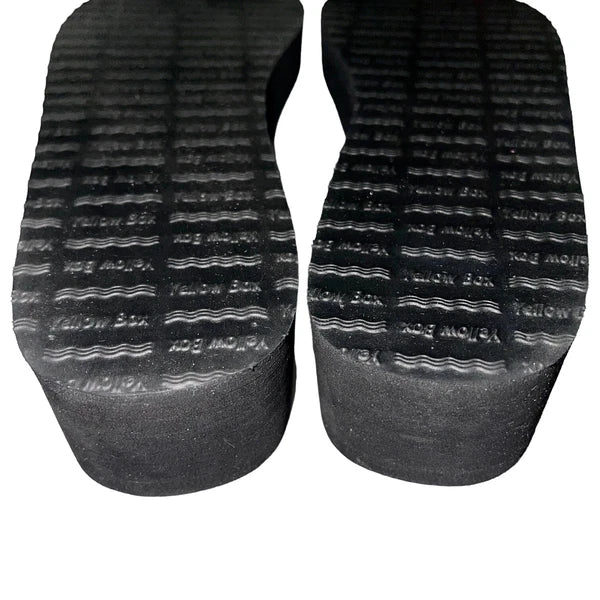 Yellow Box Flip Flops Womens 6.5 Black Clear Rhinestone Wedge Sandals Scalia