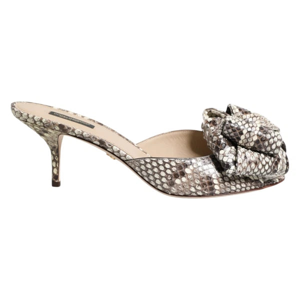 DOLCE & GABBANA Shoes Multicolor Keira Bow Leather Peep Toe Mules EU39 / US8.5