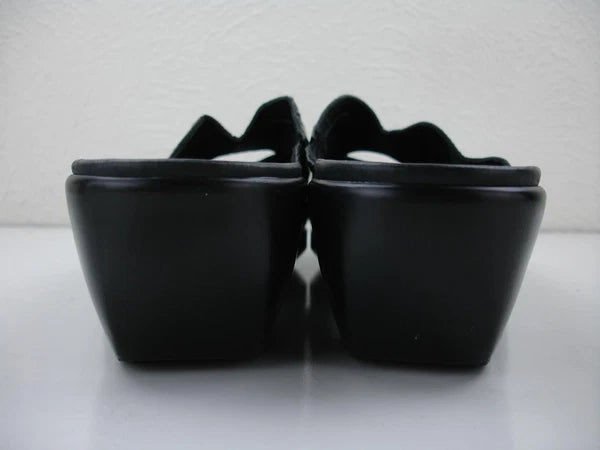 Women's 10 B M Aravon Petra Black Patent Leather Sandals Open Toe Slide Slip-On
